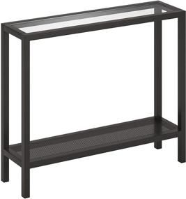 img 1 attached to 🏮 Henn&Hart Perforated Mesh Console Table: Industrial Metal Shelf, 1, Black