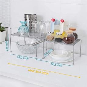 img 1 attached to 🔍 Optimize Kitchen Cabinet & Counter Shelf Organizer - Expandable Stackable Shelves for Cabinet Organization, Silver