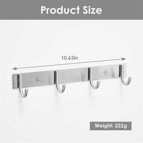 img 3 attached to 🧥 Anbaimei 11-Inch Stainless Steel Coat Rack with 4 Round Hooks, Heavy-Duty Organizer for Kitchen, Bathroom, Bedroom, Hotel, Key - Brushed Nickel Towel Hook, Wall Mounted, Satin Nickel Rail