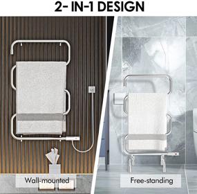 img 1 attached to 🔥 DAILYLIFE Stainless Steel Towel Warmer - Wall Mount & Free Standing, Heated Towel Rack & Drying Rack, Space Saving for Bathroom, 50W Mirror Polished