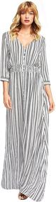 img 4 attached to 👗 Milumia Women's Stripe V-Neck Maxi Dress with Half Sleeves and Button Up Split - Perfect for Parties