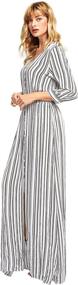 img 1 attached to 👗 Milumia Women's Stripe V-Neck Maxi Dress with Half Sleeves and Button Up Split - Perfect for Parties