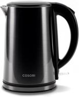 cosori double wall electric kettle: steel shell, 304 stainless steel bpa free tea kettle & hot water boiler – auto shut-off & boil-dry protection, led indicator, 1.5l, black логотип