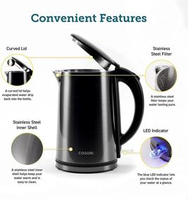 img 1 attached to COSORI Double Wall Electric Kettle: Steel Shell, 304 Stainless Steel BPA Free Tea Kettle & Hot Water Boiler – Auto Shut-Off & Boil-Dry Protection, LED Indicator, 1.5L, Black