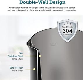 img 2 attached to COSORI Double Wall Electric Kettle: Steel Shell, 304 Stainless Steel BPA Free Tea Kettle & Hot Water Boiler – Auto Shut-Off & Boil-Dry Protection, LED Indicator, 1.5L, Black