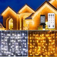 ❄️ icicle lights outdoor, b-right 440 led icicle christmas lights warm white & cool 11 modes dimmable 2-in-1 with remote timer for outdoor eaves garden indoor wedding party decor (29.5ft 29v) - enhanced seo logo