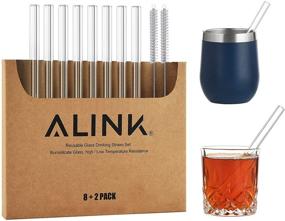 img 4 attached to ALINK Short Glass Straws: 6 in x 10 mm Clear Straws for Cocktails, Whiskey, Coffee - Pack of 8 with Cleaning Brush - Shop Now!