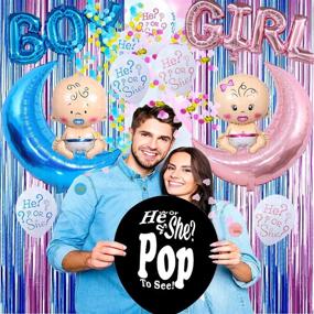 img 1 attached to 🎉 Ultimate Gender Reveal Party Supplies Kit: Includes Gender Reveal Balloon, Confetti Packs, Foil Fringe Curtains, Photo Backdrop, Team Boy and Team Girl Sticks, and Mommy to Be Sash