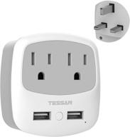 адаптер электропитания tessan uk ireland scotland с 2 портами usb и 2 американскими розетками - идеальный переходник для путешествий из сша в лондон, англию, британский гонконг, ирландию, кению и дубай. логотип