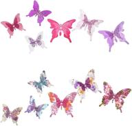 🦋 roser life craft butterflies: decorative artificial butterfly clips - silk fabric butterfly decorations - floral butterflies - handmade vintage ornament - party garden outdoor decor, purple pink (pack of 12) logo