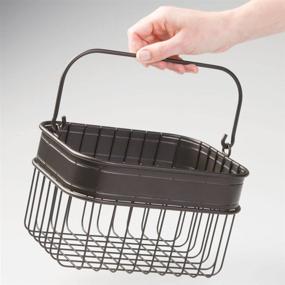 img 1 attached to mDesign Small Decorative Storage Basket Bin with Handle for Organizing Hand Soaps, Body 🧺 Wash, Shampoos, Lotion, Conditioners, Hand Towels, Hair Accessories, Body Spray, Mouthwash - 3 Pack - Bronze