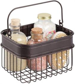 img 2 attached to mDesign Small Decorative Storage Basket Bin with Handle for Organizing Hand Soaps, Body 🧺 Wash, Shampoos, Lotion, Conditioners, Hand Towels, Hair Accessories, Body Spray, Mouthwash - 3 Pack - Bronze