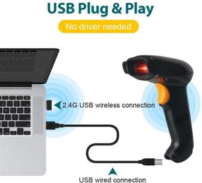 img 3 attached to 🔍 Wireless Barcode Scanner 2-in-1 - Newscan: 2.4Ghz Wireless + USB 2.0 Wired - Rechargeable 1D Barcode Reader - USB Handheld Bar Code Scanner with USB Receiver