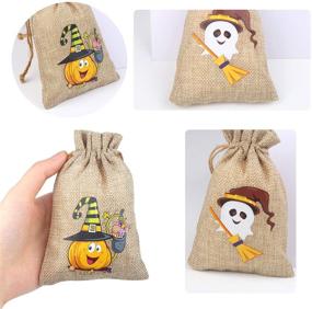 img 2 attached to 🎃 FINGOOO Linen Burlap Bag: 36 Halloween Gift Bags for Kids Party Supply