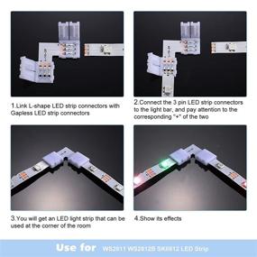 img 1 attached to 🔌 48-Piece 3 Pin LED Strip Connector Kit: Gapless, L Shaped, X & T Shaped Adapters - WS2811 WS2812B SK6812 - No Soldering LED Strip Connectors Included