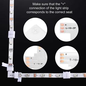 img 2 attached to 🔌 48-Piece 3 Pin LED Strip Connector Kit: Gapless, L Shaped, X & T Shaped Adapters - WS2811 WS2812B SK6812 - No Soldering LED Strip Connectors Included