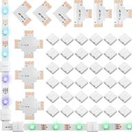 🔌 48-piece 3 pin led strip connector kit: gapless, l shaped, x & t shaped adapters - ws2811 ws2812b sk6812 - no soldering led strip connectors included логотип