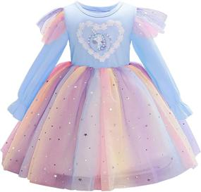 img 4 attached to 👗 Jetfree Girls Dress: Long Sleeve Puff Tutu Party Dress for Girls 3-10 Years, Knee-Length Winter Christmas Dress