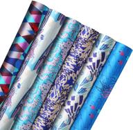 🌊 undersea geometric wrapping paper roll by sharmico - perfect for baby showers, birthdays, girls, kids - 1 roll pack with 24 sheets - 27.5" x 17.6" per sheet logo