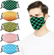 😷 anime face mouth cover set - 5pcs with 10 fi-lters, adjustable elastic strap for men, women, and adults - reusable logo