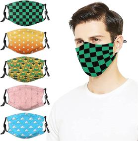 img 4 attached to 😷 Anime Face Mouth Cover Set - 5PCS with 10 Fi-Lters, Adjustable Elastic Strap for Men, Women, and Adults - Reusable