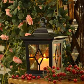 img 1 attached to 🕯️ YAKii Hanging LED Flameless Candle Lantern - Yellow Light Flicker, Battery Operated, Plastic, Black - Perfect for Home Decor and Ambience!