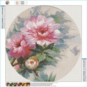 img 3 attached to Rhinestone Embroidery Gift Peony 15 7X15 7Inch Frameless