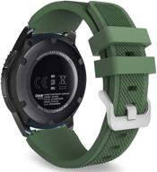 ремешок из силикона moko: совместим с samsung galaxy watch 3 45 мм/gear s3 frontier/classic/galaxy watch 46 мм/huawei watch gt2 pro/gt 2e/gt 46 мм/gt2 46 мм/ticwatch pro 3, армейского зеленого цвета, подходит для ремешков шириной 22мм. логотип