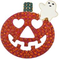 🎃 lux accessories halloween jack-o-lantern brooch pin in hilarious orange ghost pumpkin design logo