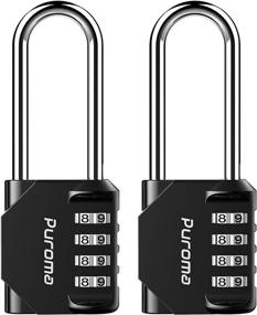 img 4 attached to 🔒 Waterproof Padlock with Long Shackle - Puroma 2 Pack 2.6 Inch Combination Lock for Gym, Locker, Fence, Gate, Toolbox, Case