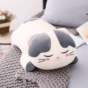 img 2 attached to 🐱 Super Soft Gray Cat Big Plush Hugging Pillow: Ideal Toy Gift for Kids, Girls, Bed, Christmas, Valentine - 21.7 Inches