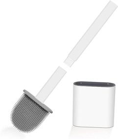 img 4 attached to 🚽 SACRONS Silicone Toilet Brush and Holder Set: Hollow-Carved Design, Non-Slip Handle, Bendable Brush Head for Easy Corner Cleaning and Installation