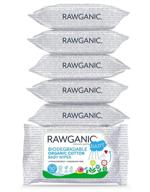 rawganic нежные биоразлагаемые органические влажные салфетки для младенцев из хлопка - влажные без запаха с алоэ вера - гипоаллергенные для смены подгузника, очищения лица и тела - 6 упаковок по 50 шт (300 салфеток) логотип