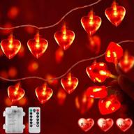 ❤️ 25 led red heart string lights - battery operated with remote & timer, ideal for indoor and outdoor bedroom decor, valentines day gifts for him, her, kids, mother's day, wedding party логотип