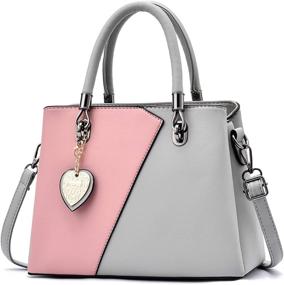 img 4 attached to 👜 Stylish Top Handle Women's Handbags & Wallets: Perfect Contrast Stitching Shoulder Bags for Satchels