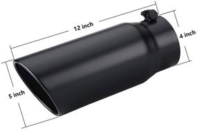 img 3 attached to 🚚 LCGP 4-5 Inch Diesel Exhaust Tip | 12 Inch Overall Length | Bolt On Truck Tail Tip | Black Powder Coated | Rolled Angle Cut Design