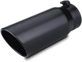 img 4 attached to 🚚 LCGP 4-5 Inch Diesel Exhaust Tip | 12 Inch Overall Length | Bolt On Truck Tail Tip | Black Powder Coated | Rolled Angle Cut Design