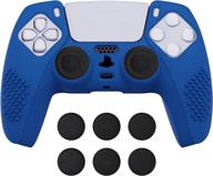 🎮 enhanced gaming experience with extremerate playvital blue 3d studded edition cover skin for ps5 controller – complete with anti-slip silicone, soft rubber protector, and 6 black thumb grip caps логотип