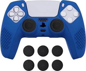 img 4 attached to 🎮 Enhanced Gaming Experience with eXtremeRate PlayVital Blue 3D Studded Edition Cover Skin for PS5 Controller – Complete with Anti-Slip Silicone, Soft Rubber Protector, and 6 Black Thumb Grip Caps