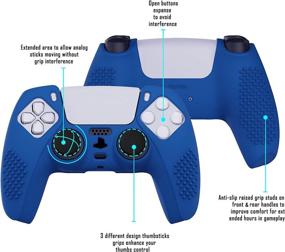 img 2 attached to 🎮 Enhanced Gaming Experience with eXtremeRate PlayVital Blue 3D Studded Edition Cover Skin for PS5 Controller – Complete with Anti-Slip Silicone, Soft Rubber Protector, and 6 Black Thumb Grip Caps