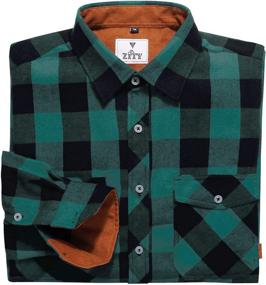 img 2 attached to 👔 ZITY Casual Men's Clothing with Regular Sleeve Flannel Design