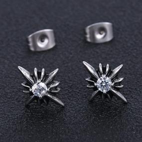 img 1 attached to Punk Tiny Spider CZ Stud Earrings Ghost Crown Surgical Stainless Steel Earrings, 18G - Perfect for Women, Girls