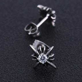 img 3 attached to Punk Tiny Spider CZ Stud Earrings Ghost Crown Surgical Stainless Steel Earrings, 18G - Perfect for Women, Girls