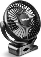 viniper rechargeable clip-on fan with 5000mah battery: 360° rotation, 3 speeds, strong wind portable fan, extended working hours, quiet and powerful for home, office, outdoor (black) logo