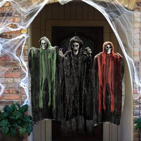 img 1 attached to 🎃 Halloween Hanging Grim Reapers Set - 47” and 35” Haunted Decor, Skeleton Ghost Prop for Indoor and Outdoor, Haunted House Halloween Décor (3 Pack)