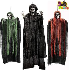 img 4 attached to 🎃 Halloween Hanging Grim Reapers Set - 47” and 35” Haunted Decor, Skeleton Ghost Prop for Indoor and Outdoor, Haunted House Halloween Décor (3 Pack)