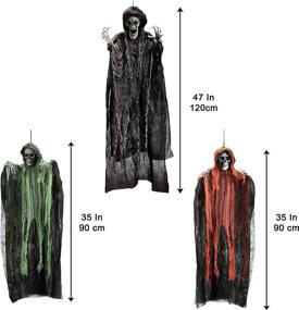 img 3 attached to 🎃 Halloween Hanging Grim Reapers Set - 47” and 35” Haunted Decor, Skeleton Ghost Prop for Indoor and Outdoor, Haunted House Halloween Décor (3 Pack)