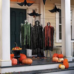 img 2 attached to 🎃 Halloween Hanging Grim Reapers Set - 47” and 35” Haunted Decor, Skeleton Ghost Prop for Indoor and Outdoor, Haunted House Halloween Décor (3 Pack)