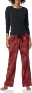 🌙 long sleeve knit top and lightweight flannel pajama pant set for women by amazon essentials logo