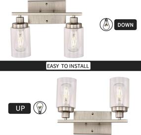 img 3 attached to 💡 Sivilynus 2-Light Brushed Nickel Bathroom Vanity Lighting Fixtures with Clear Glass Shade for Hallway Kitchen Bedroom Living Room